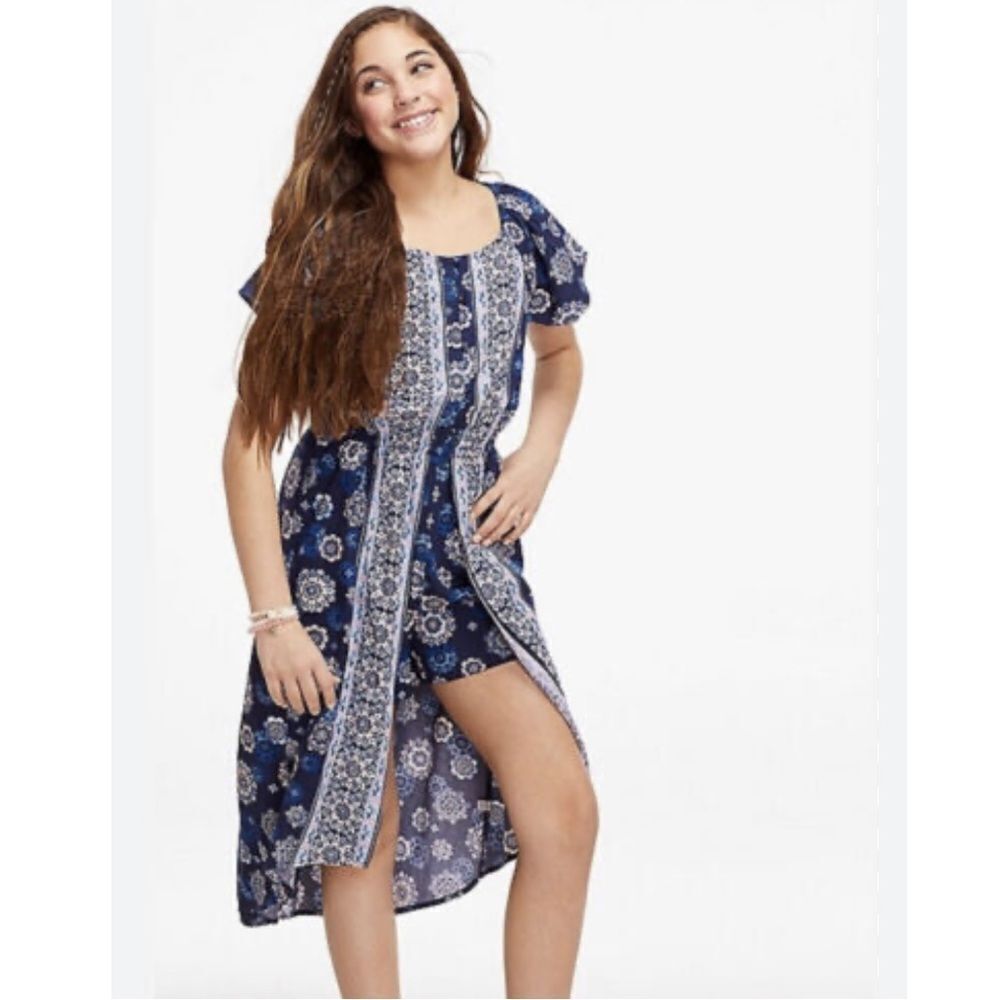 Justice Blue and White Romper Dress